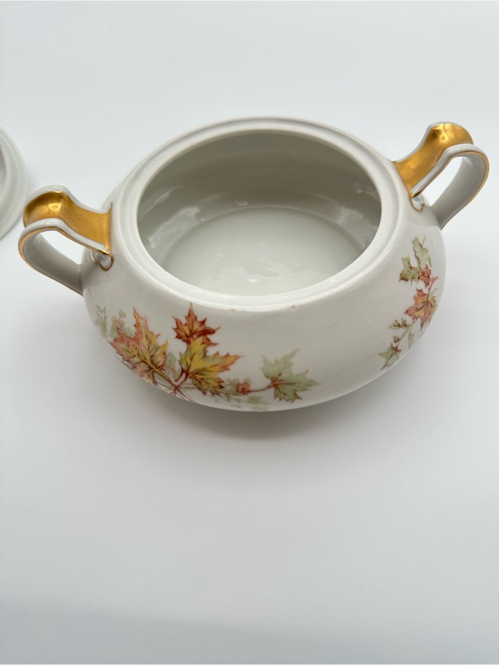 Haviland Limoges Autumn Leaf Creamer & Covered Sugar Bowl Gold Accents - Picture 15 of 16